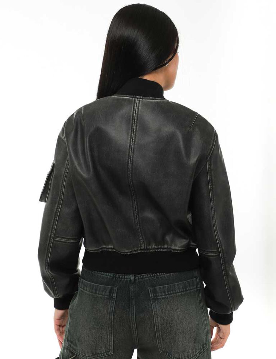 Chaqueta Bomber Varsity Ecocuero Mujer Icono