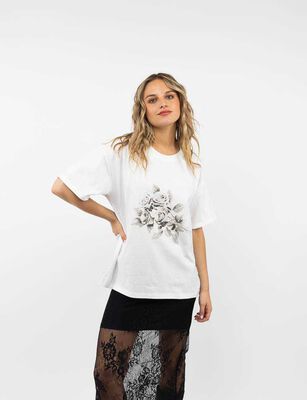 Imagen 1 del producto Polera Con Estampado Manga Corta Mujer Icono Blanco