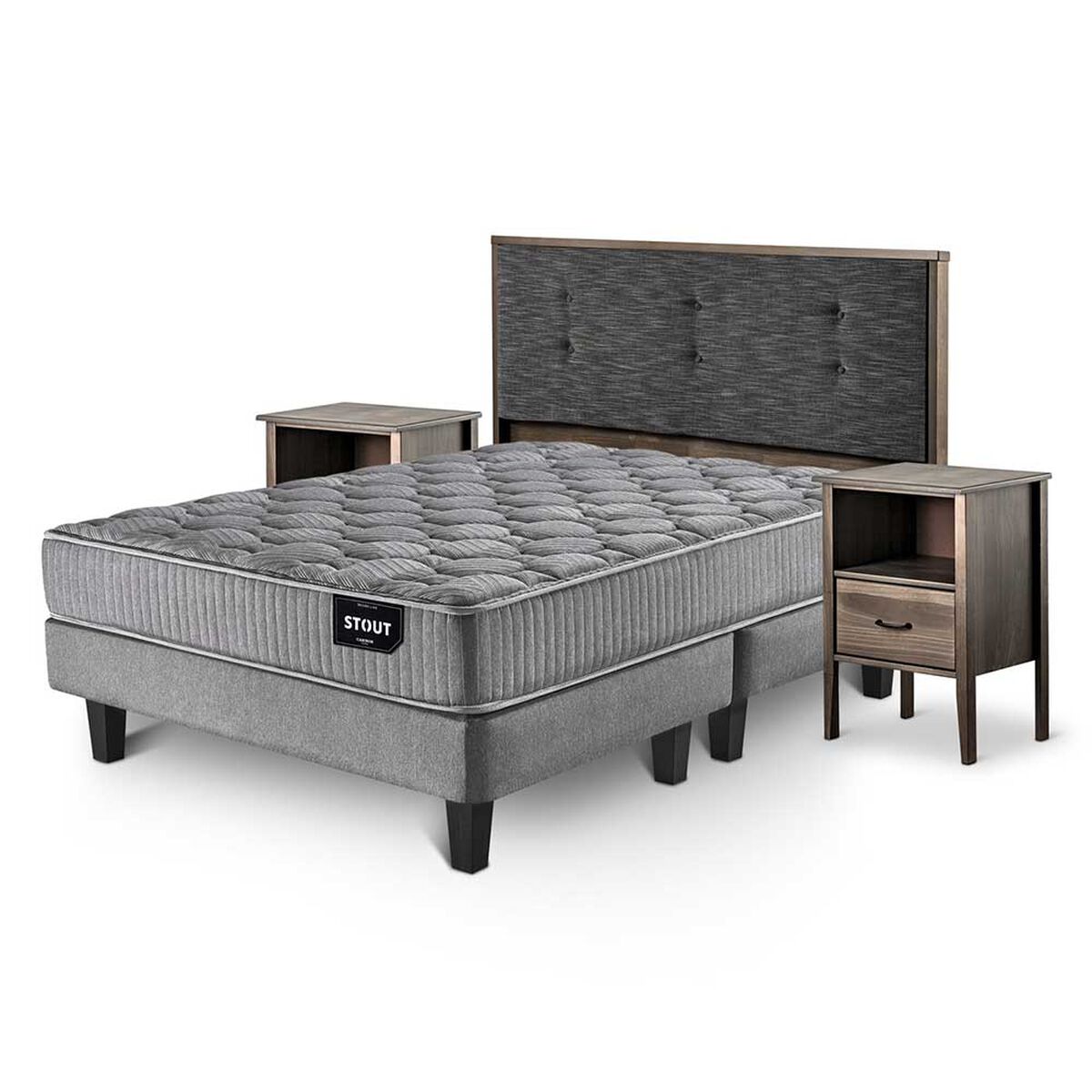 Juegos de Dormitorio Cama Europea Cannon Stout King + 1 Respaldo + 2 Veladores