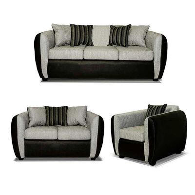 Juego de Living Elegant Detail Oklahoma Sofá 3 Cuerpos + Sofá 2 Cuerpos + Sillón 1 Cuerpo Gris Plata