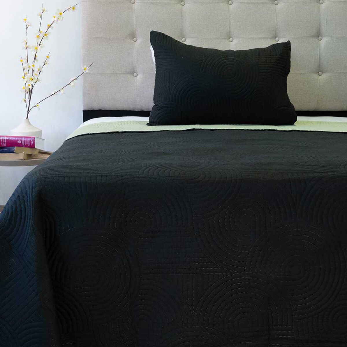 Quilt Doral 1,5 Plazas Negro Verde Origins
