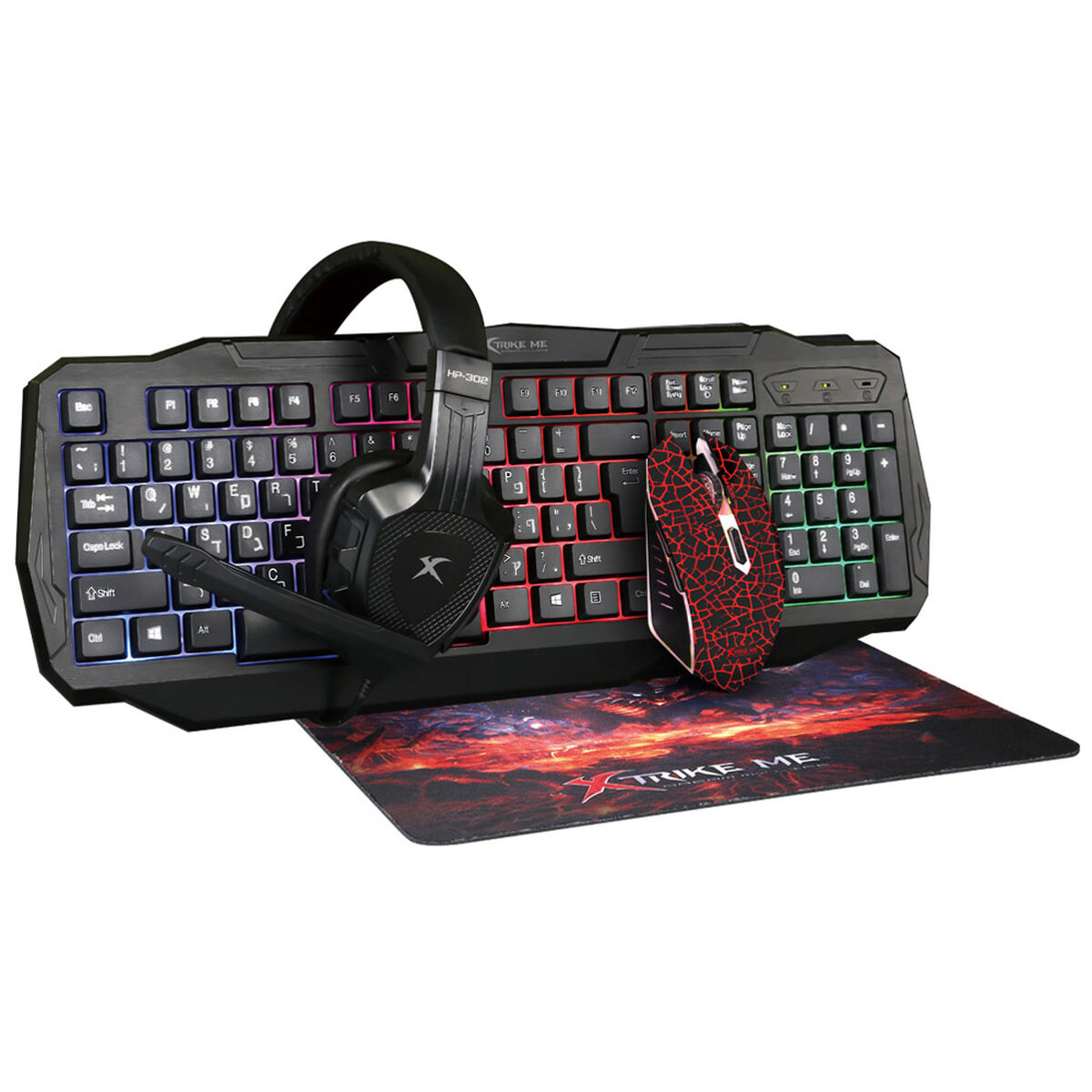 Combo Gamer Xtrike-Me 4 en 1 CM400 Teclado + Mouse + Mousepad + Audífonos