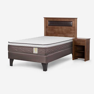 Imagen 2 del producto Cama Europea Rosen 1 Plaza New Style 4 Plus + Respaldo + Velador Ferrarra