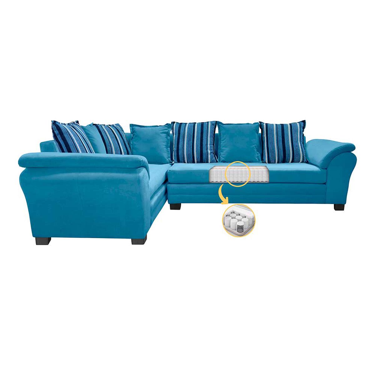 Sof&aacute; Seccional Izquierdo Living Factory Capri 5 Cuerpos Azul Piedra