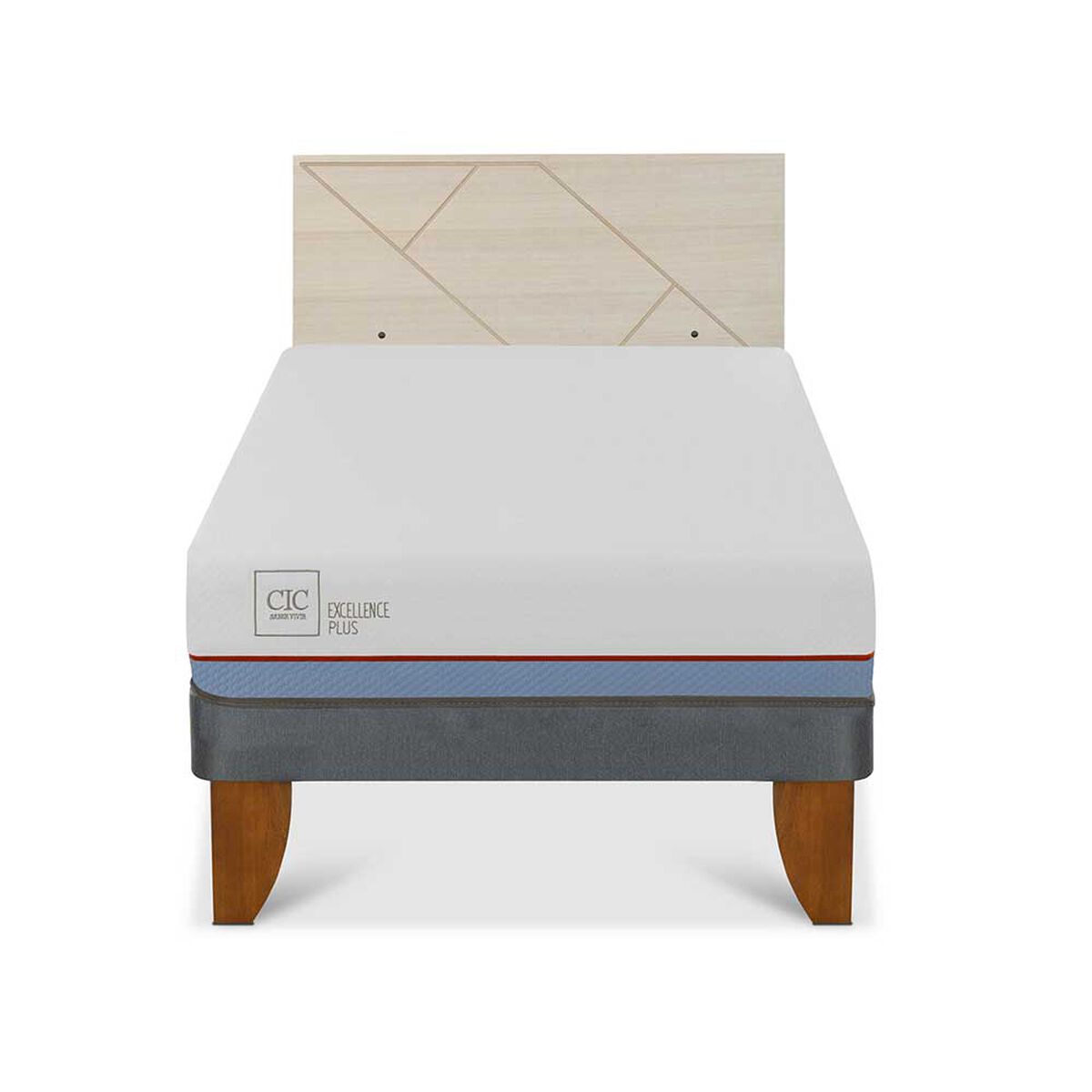 Cama Europea CIC 1,5 Plazas Excellence Plus + Respaldo Villarrica Alpino