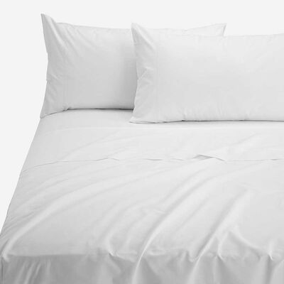 Juego de Sábanas Rosen 144 Hilos 2 Plazas Polycotton Lisa Blanco