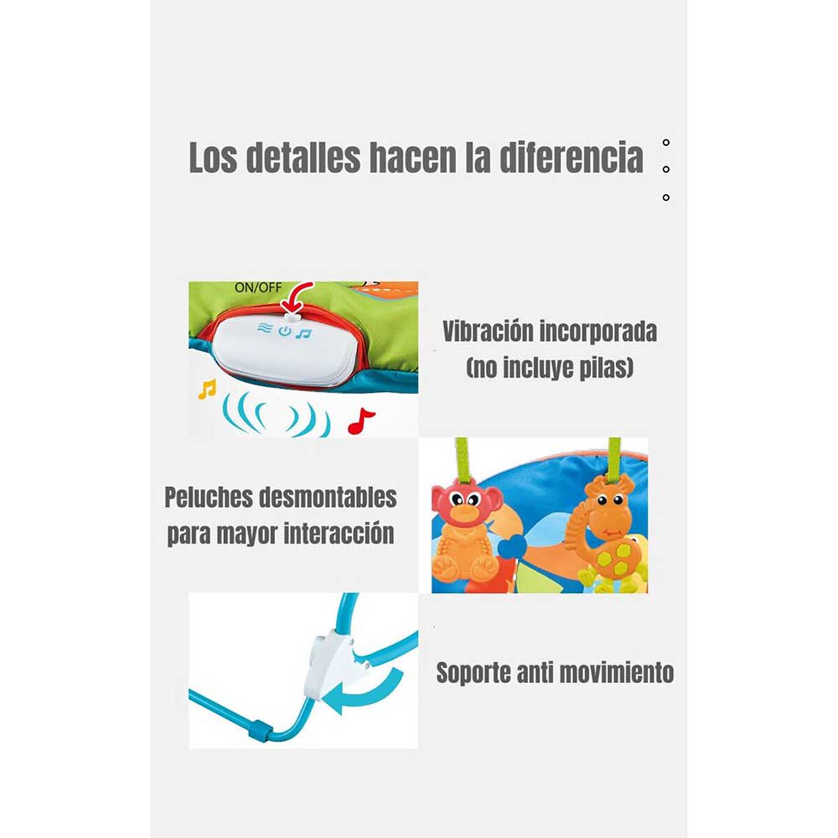 Mecedora Silla de Comer 2 en 1 Vibración Azul LuBabycas