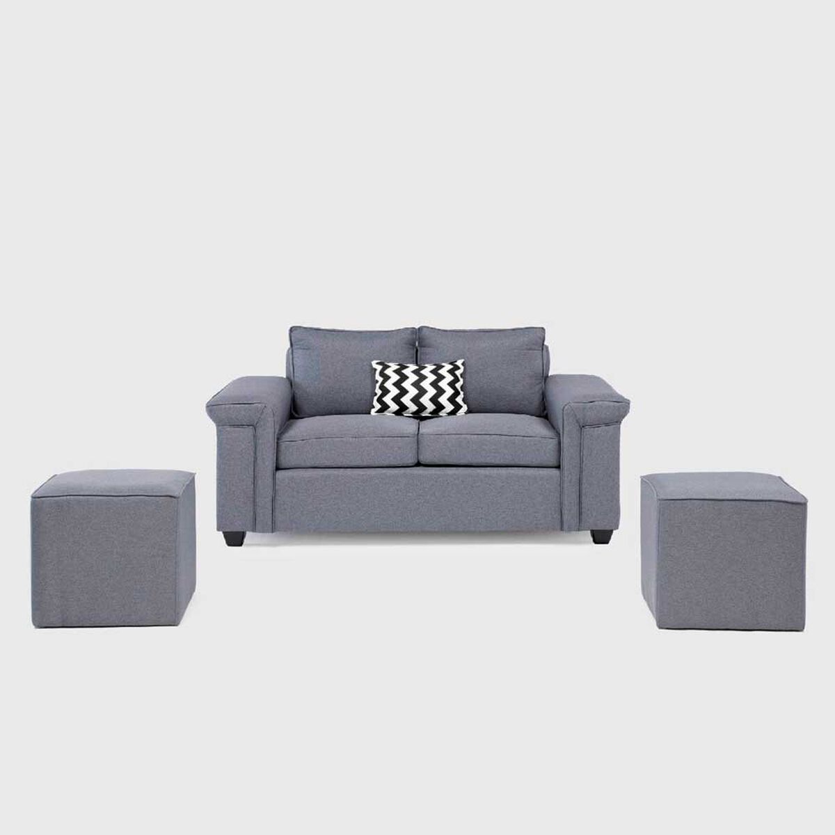 Sof&aacute; Mons Sicilia 2 Cuerpos + Dos Pouf 1 Cuerpo Gris