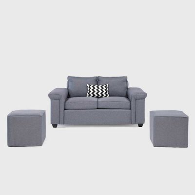 Imagen 2 del producto Sofá Mons Sicilia 2 Cuerpos + Dos Pouf 1 Cuerpo Gris