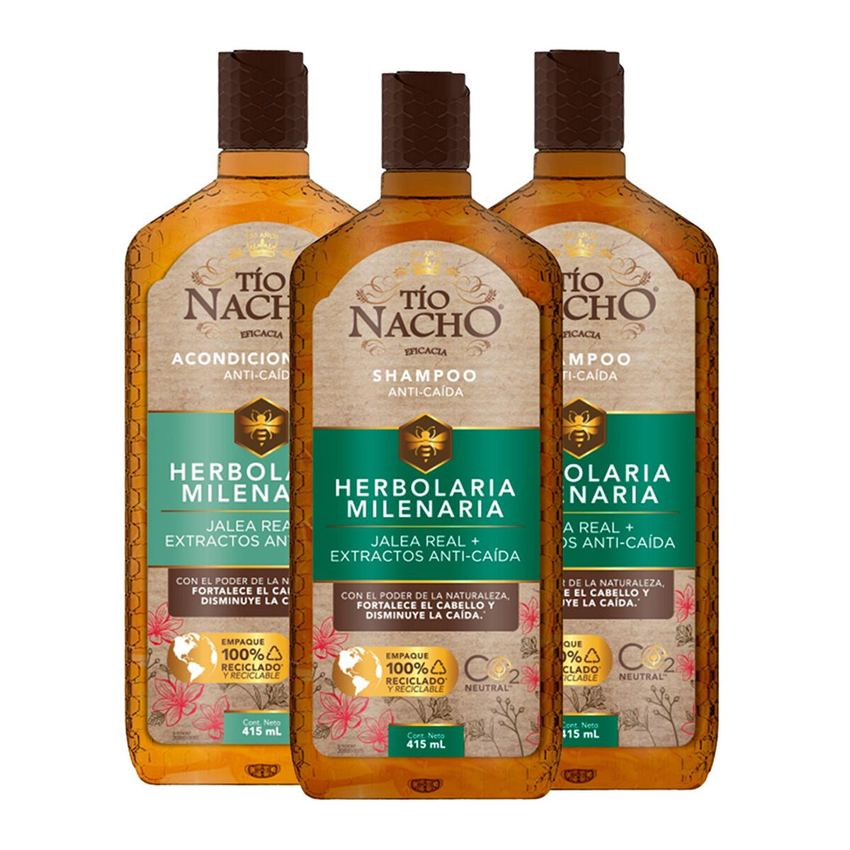 Pack Tío Nacho Herbolaria 2 Shampoo 415 ml + 1 Acondicionador 415 ml