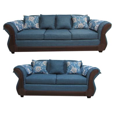 Imagen 1 del producto Juego de Living Almore Irlanda Sofá 3 Cuerpos + Sofá 2 Cuerpos Azul