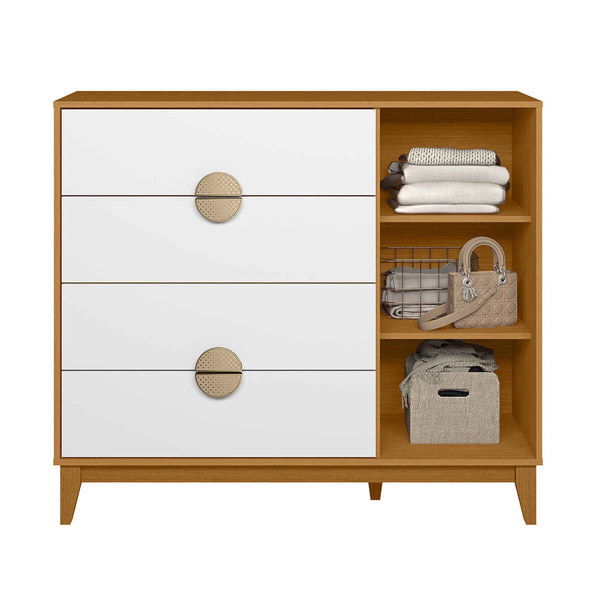 Cómoda Vekkahome Ipe 1 Puertas 4 Cajones Café