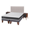 Cama Europea CIC Base Dividida 2 Plazas Ortopedic + Respaldo + 2 Veladores Tigris