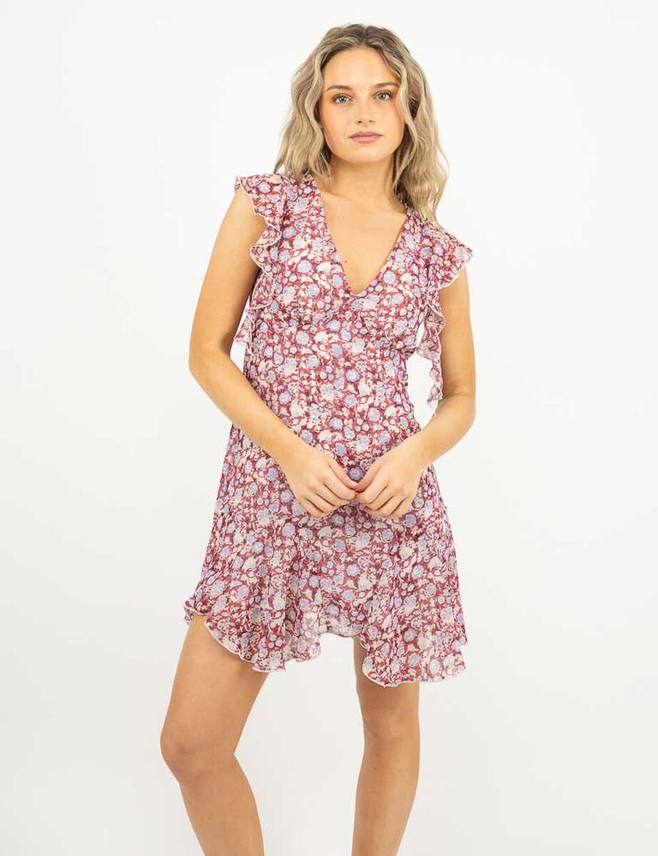 Vestido Corto Estampado Sin Mangas Mujer Icono