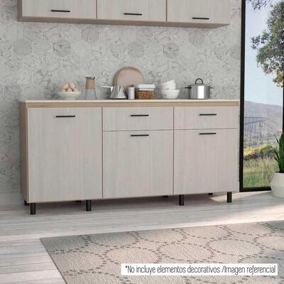 Mueble de Cocina Inferior TuHome Gante 2 Puertas 2 Cajones Rovere Niebla