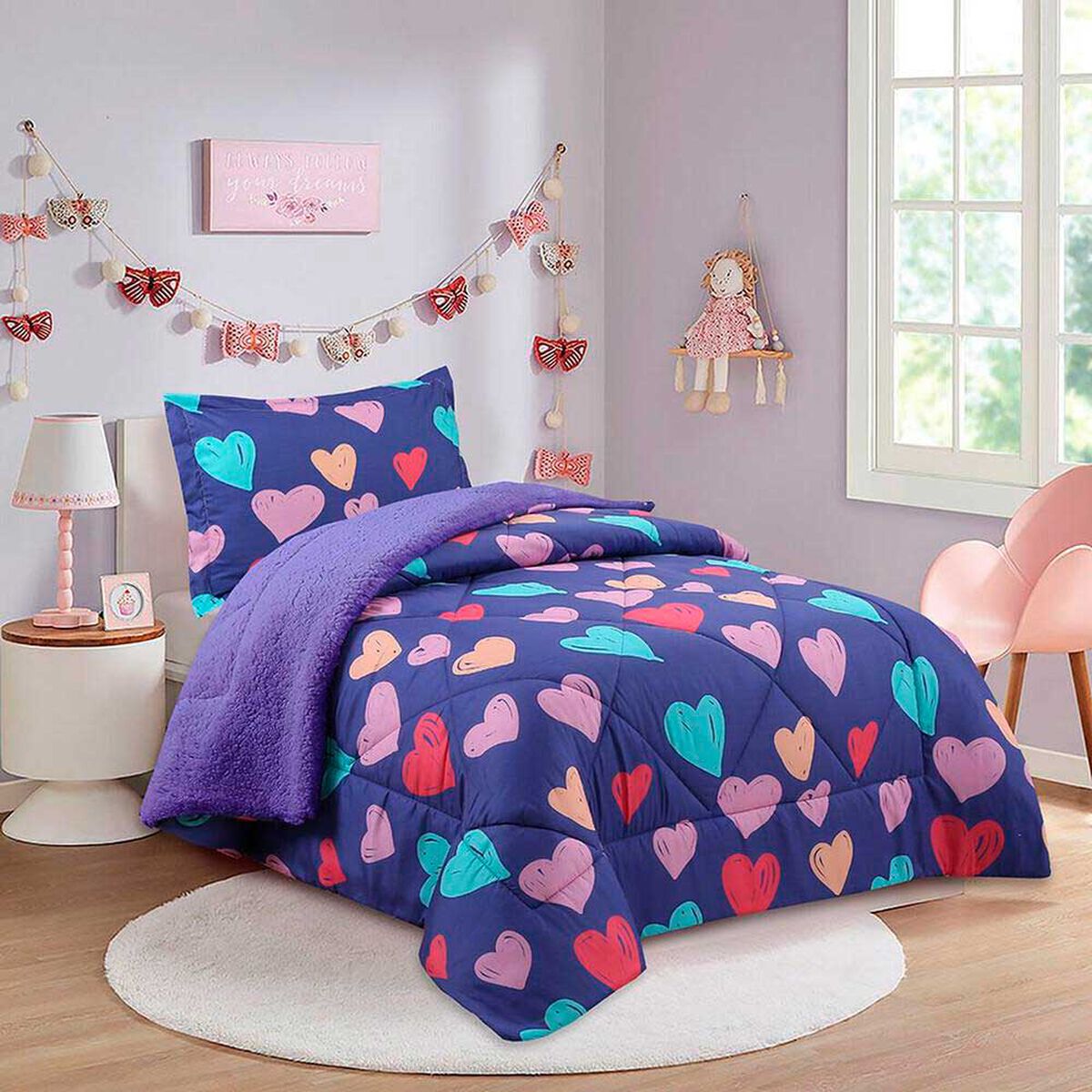 Plum&oacute;n Doral 1,5 Plazas Kids Corazones