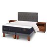 Cama Europea CIC Base Dividida King Premium + Respaldo + 2 Veladores Kaveri + Plumón