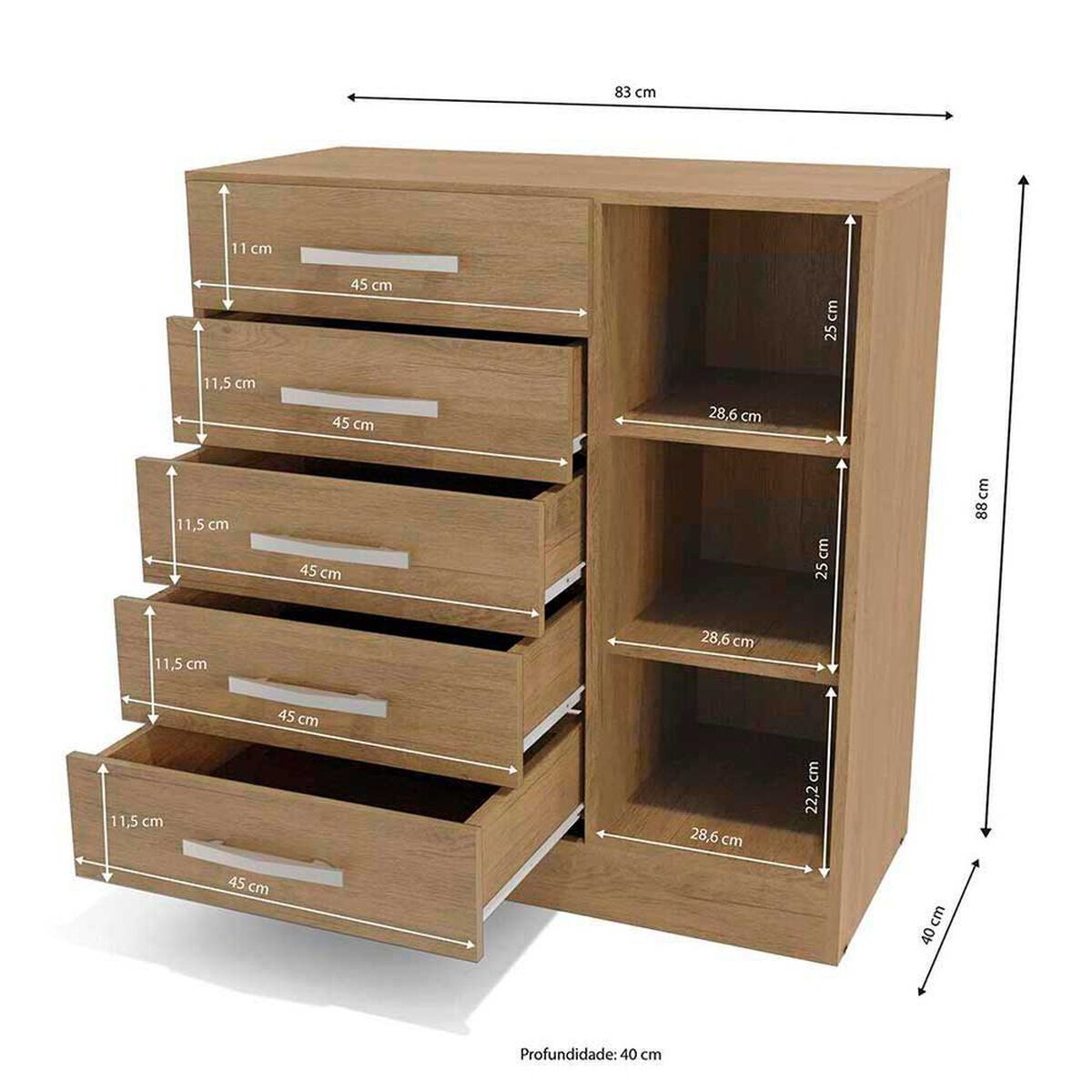 C&oacute;moda Yardas S266 5 Cajones