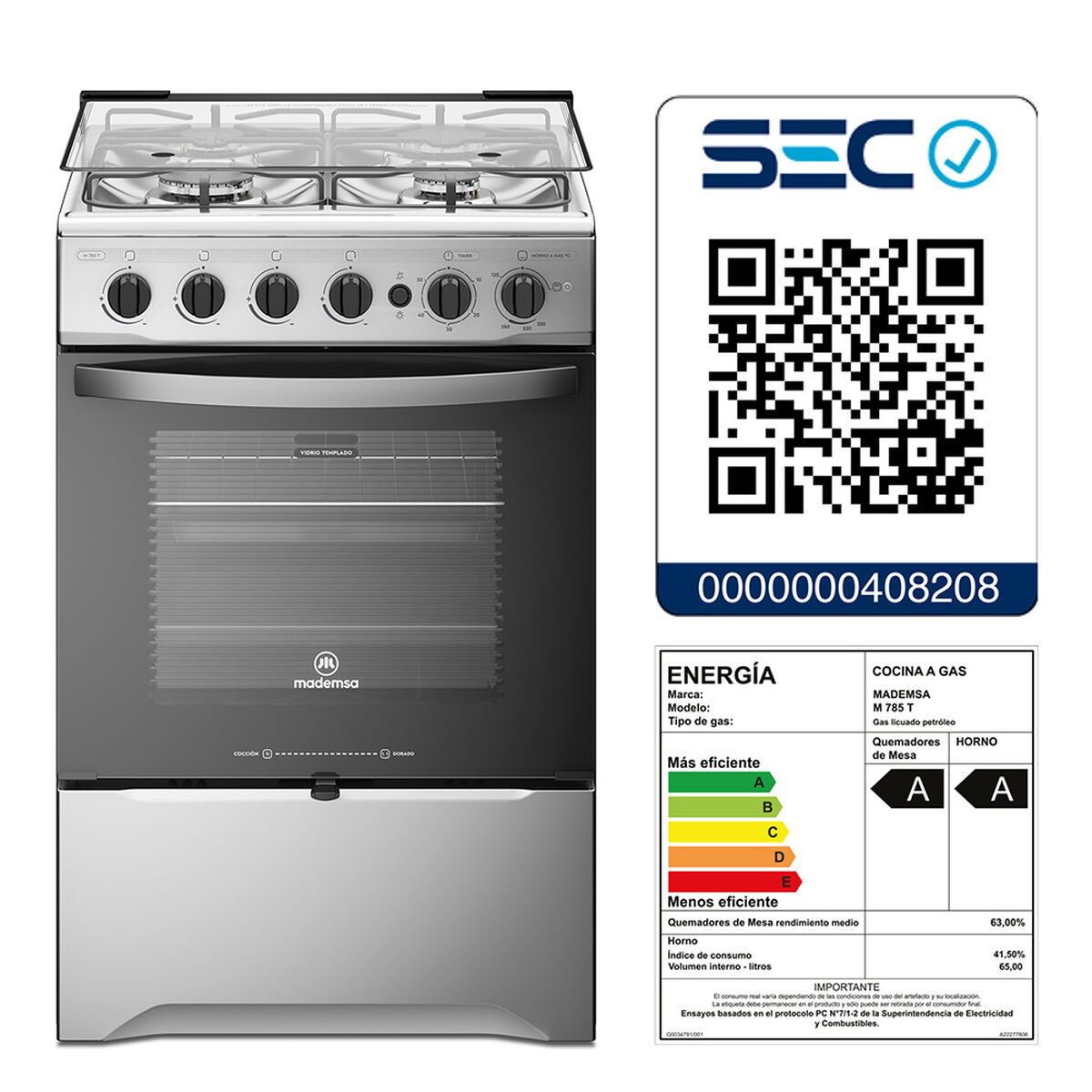 Cocina a Gas Mademsa M 785 T 4 Quemadores