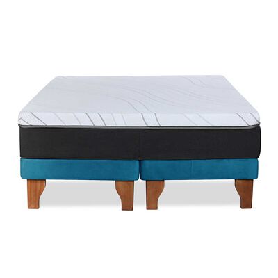 Imagen 2 del producto Cama Europea Latam Home Base Dividida 2 Plazas Zen Top Foam Soft Velvet Azul Petróleo