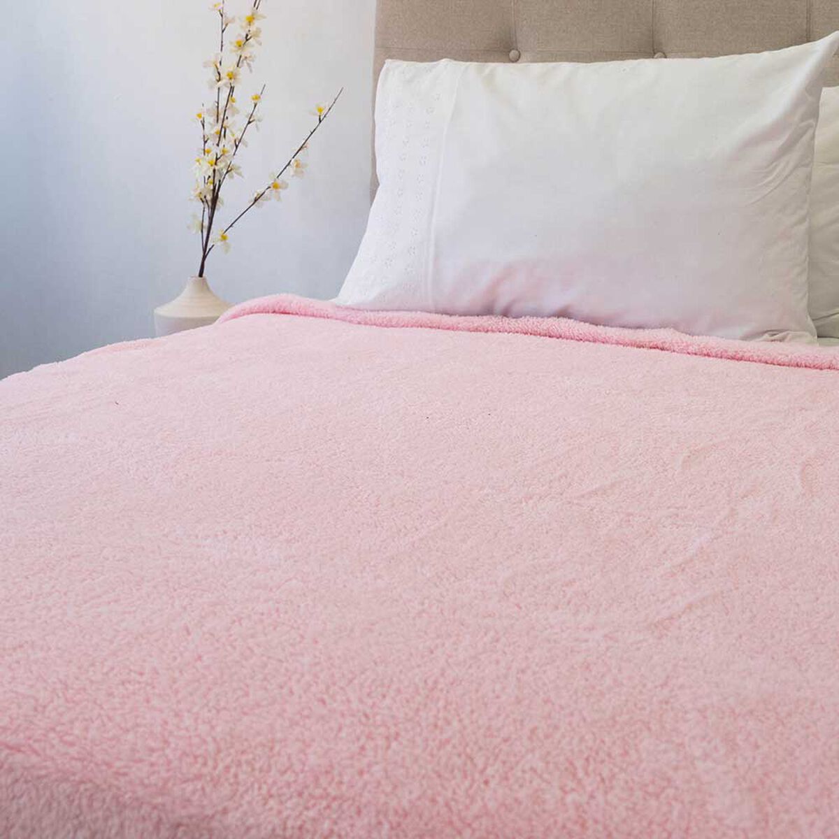 Frazada Poliéster Doral 1,5 Plazas Deluxe Rosado