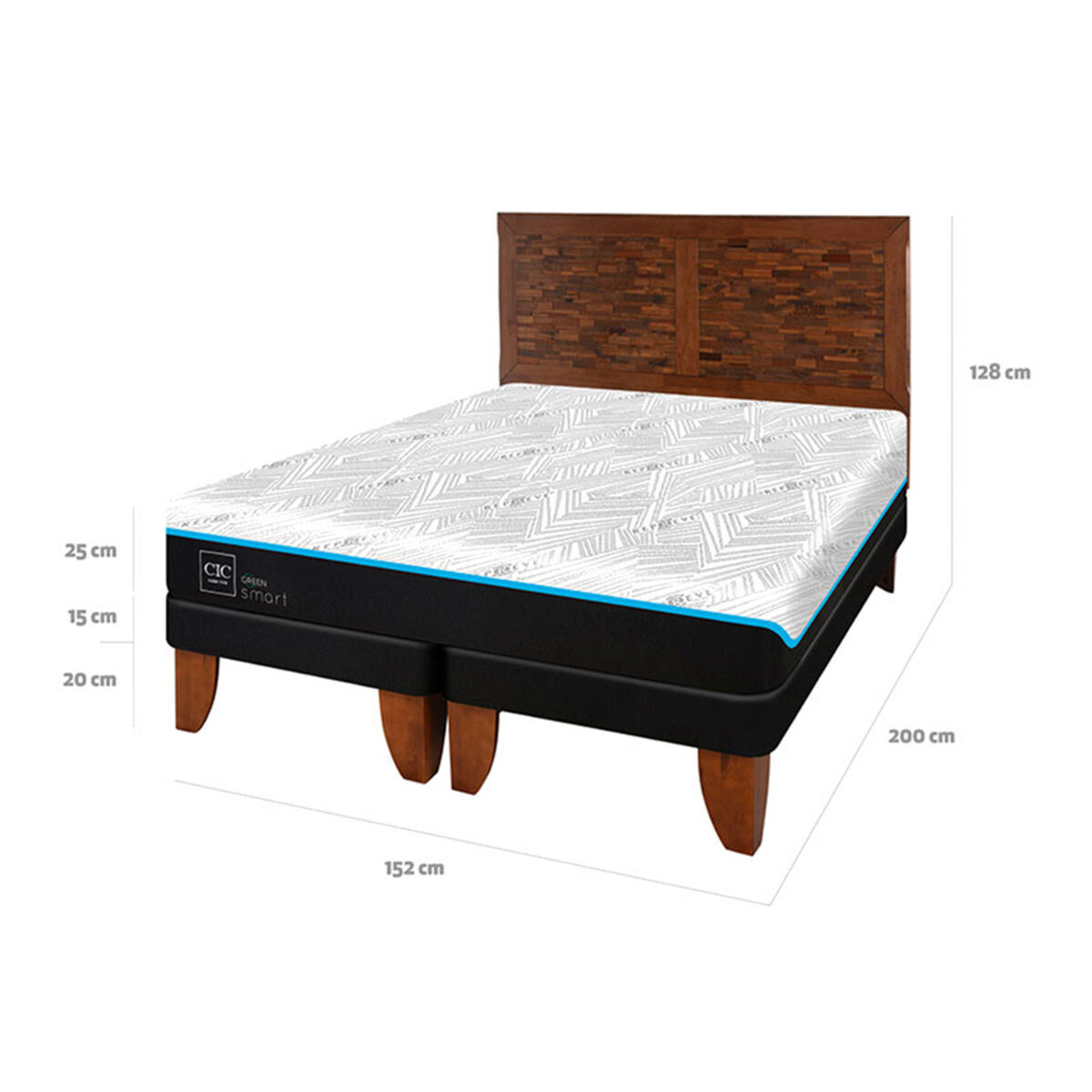 Cama Europea CIC Green Infinity 2 Plazas + 1 Respaldo Antique