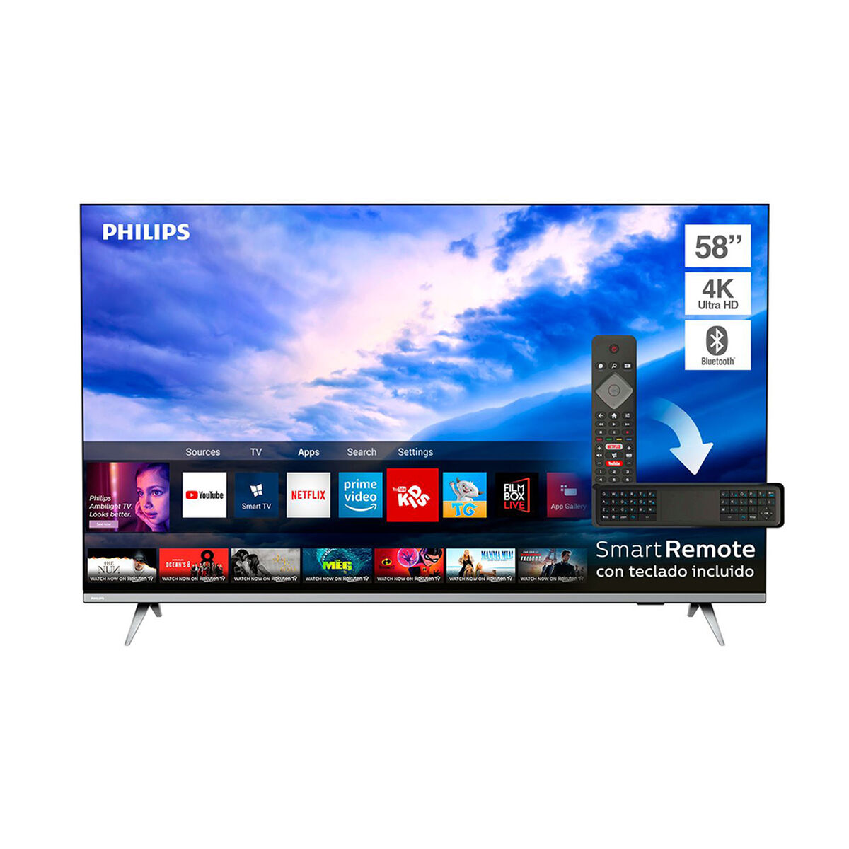 LED 58" Philips 58PUD6654 Smart TV 4K Ultra HD Borderless