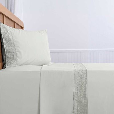 Imagen 2 del producto Juego de Sábanas Liso Plumetti 1,5 Plazas Broderie Celeste