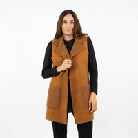 Chaqueta Larga Sin Mangas Mujer Portman Club Camel, Crudo, Negro