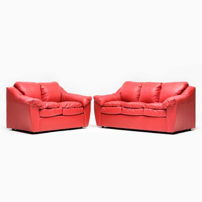 Juego de Living Cabsur Galicia Sofá 3 Cuerpos + Sofá 2 Cuerpos PU Rojo