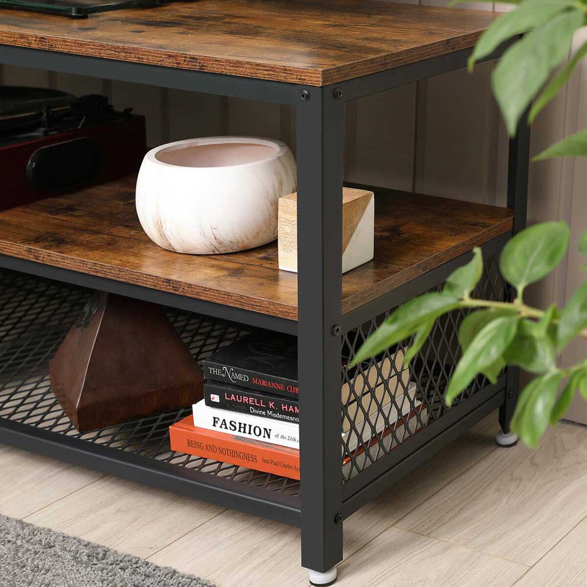 Rack TV Fm Furniture Metalwood Colection Marrón Rústico