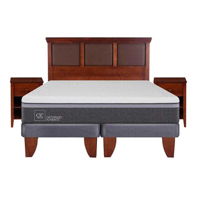 Imagen 1 del producto Cama Europea CIC Base Dividida King Ortopedic Advance + Respaldo + 2 Veladores New Torino