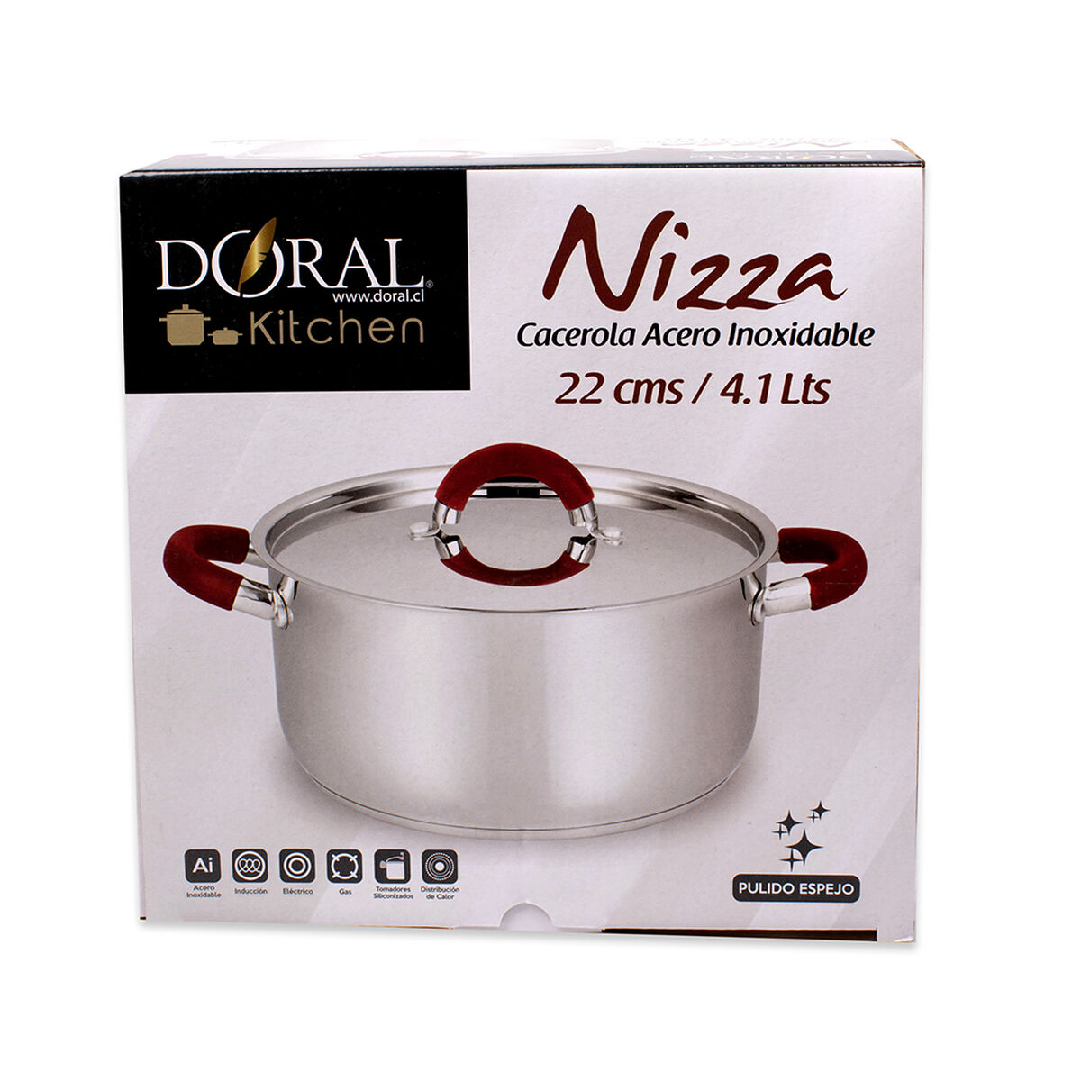 Cacerola Acero Inoxidable Doral Nizza 22 x 14 cm