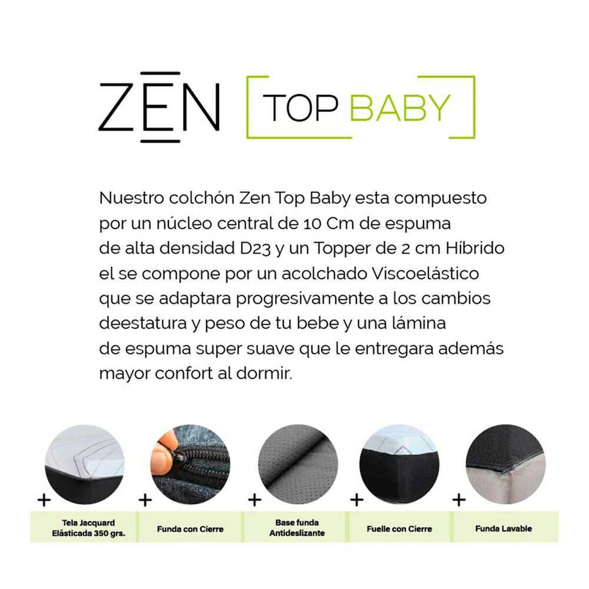 Colch&oacute;n de Cuna Latam Home Zen Top Baby Hybrid 70 x 100 cm