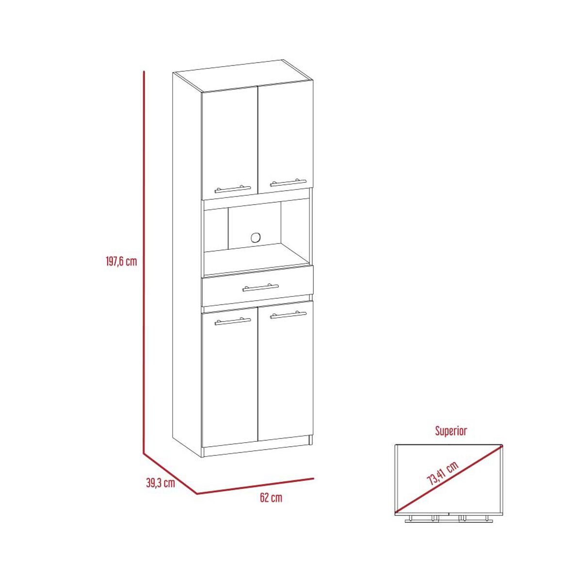 Mueble para Microondas TuHome Manchester Blanco 4 Puertas