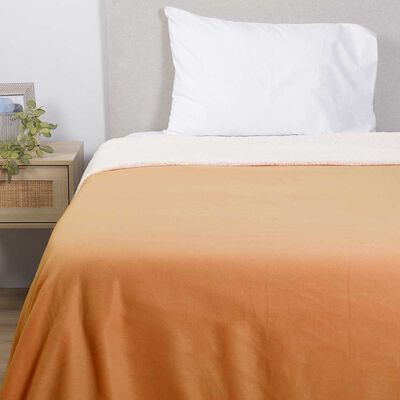 Frazada Polar Sherpa Mashini 1,5 Plazas Liso Naranjo