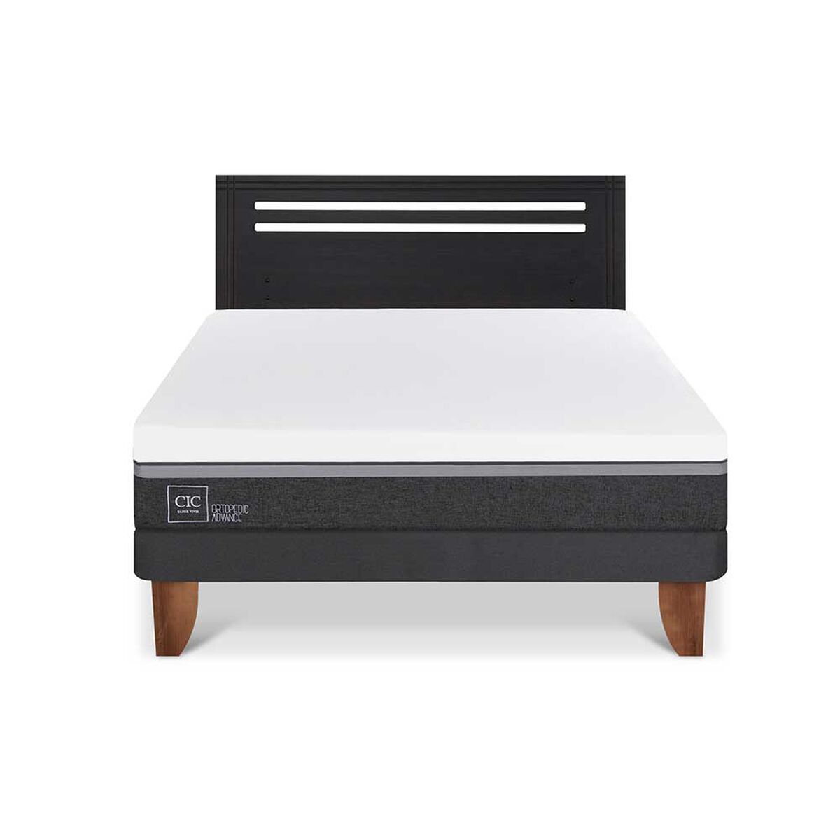 Cama Europea CIC 2 Plazas Ortopedic Advance + Respaldo Munich Negro