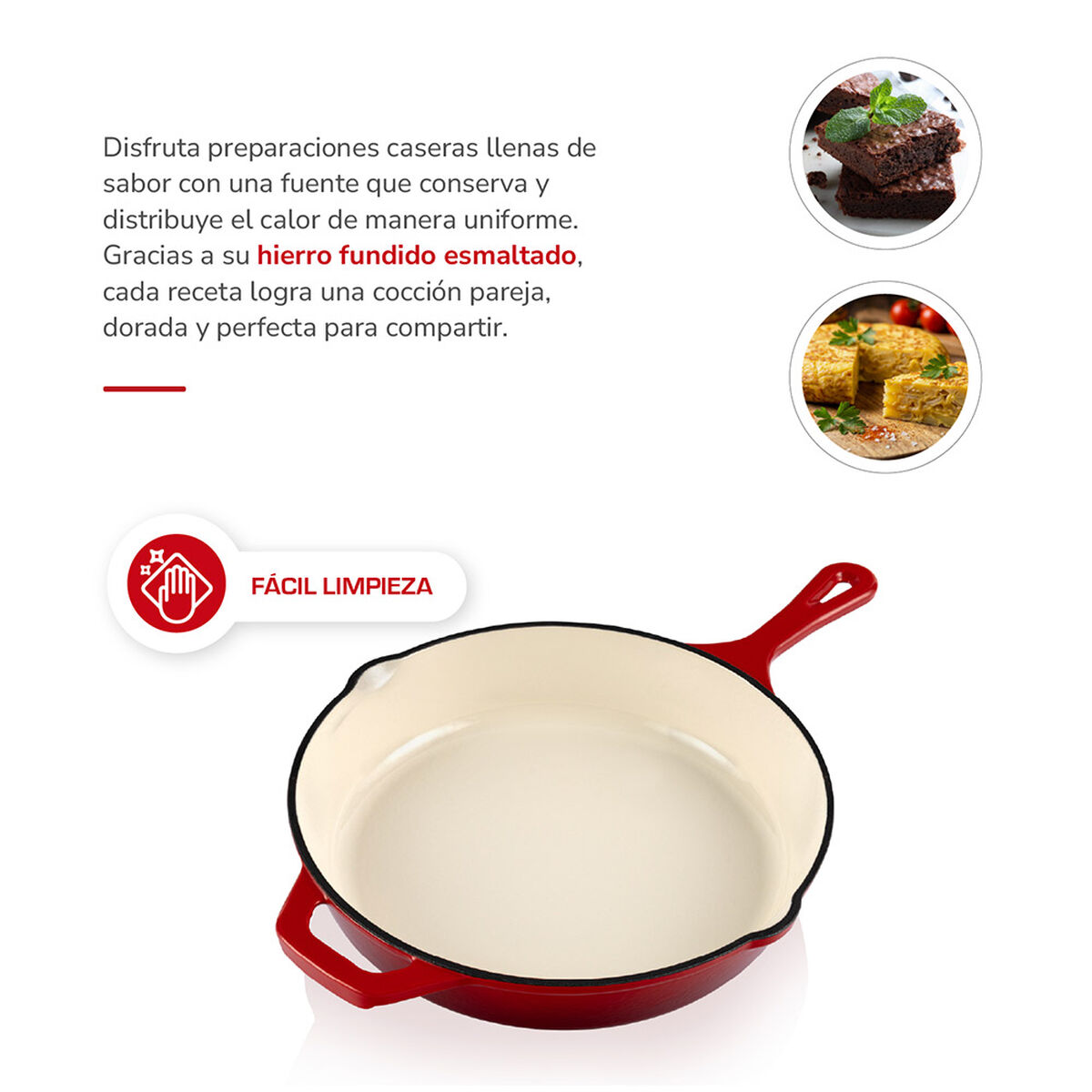 Sart&eacute;n Hierro Fundido Thomas 25 cm Rojo