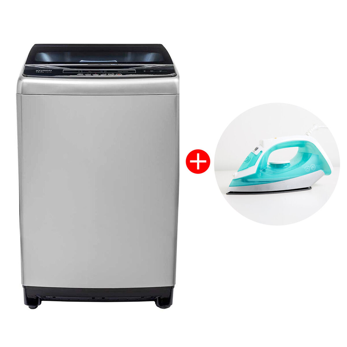 Combo Lavadora Autom&aacute;tica Hyundai T18L17N 18 kg + Plancha a Vapor Hyundai HY2472P