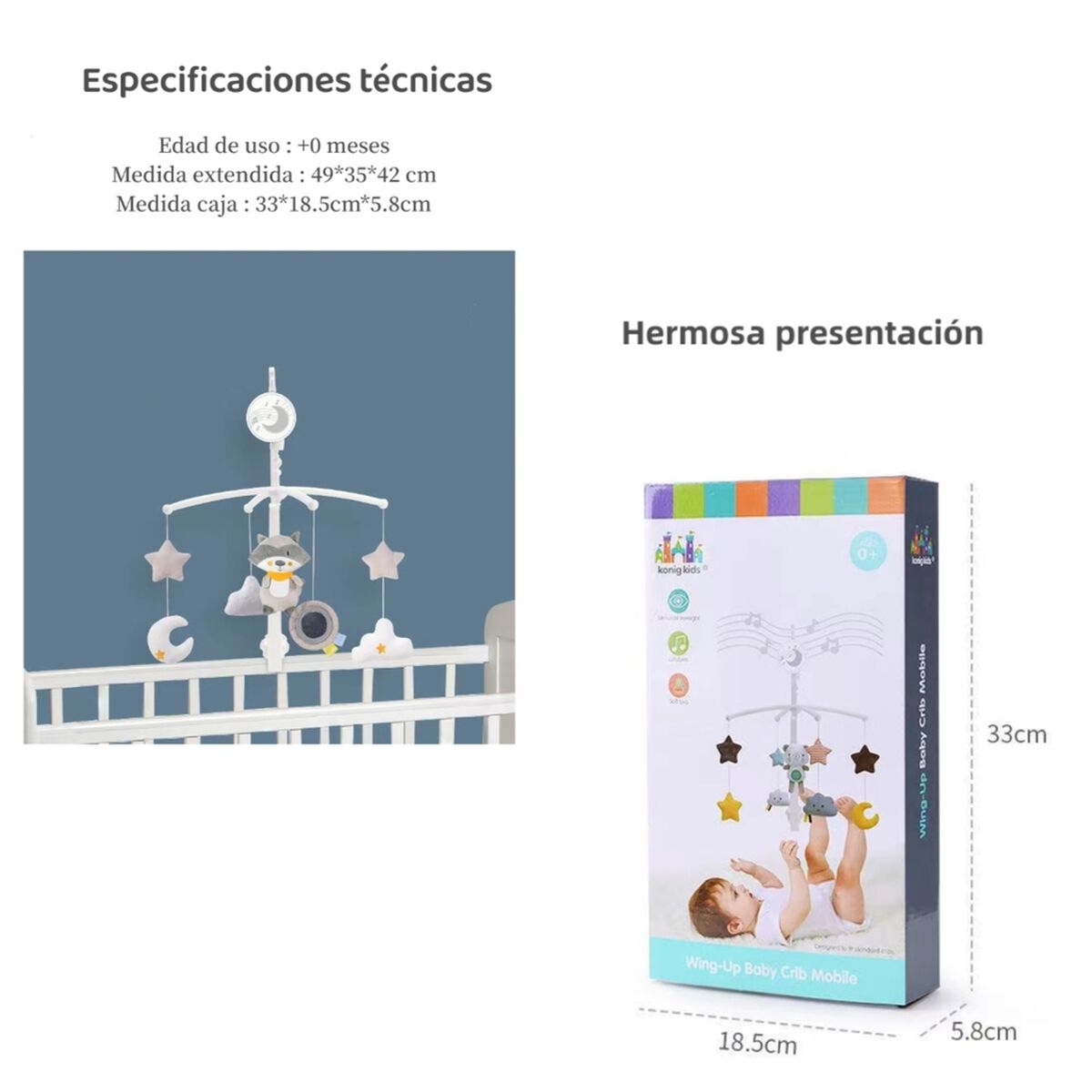 Móvil Musical 360° con Caja Lubabycas Mapache