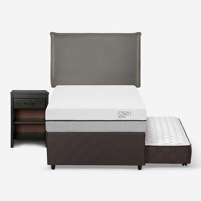Imagen 2 del producto Cama Nido Rosen 1,5 Plazas Pratta + Respaldo + Velador Maurice Gris