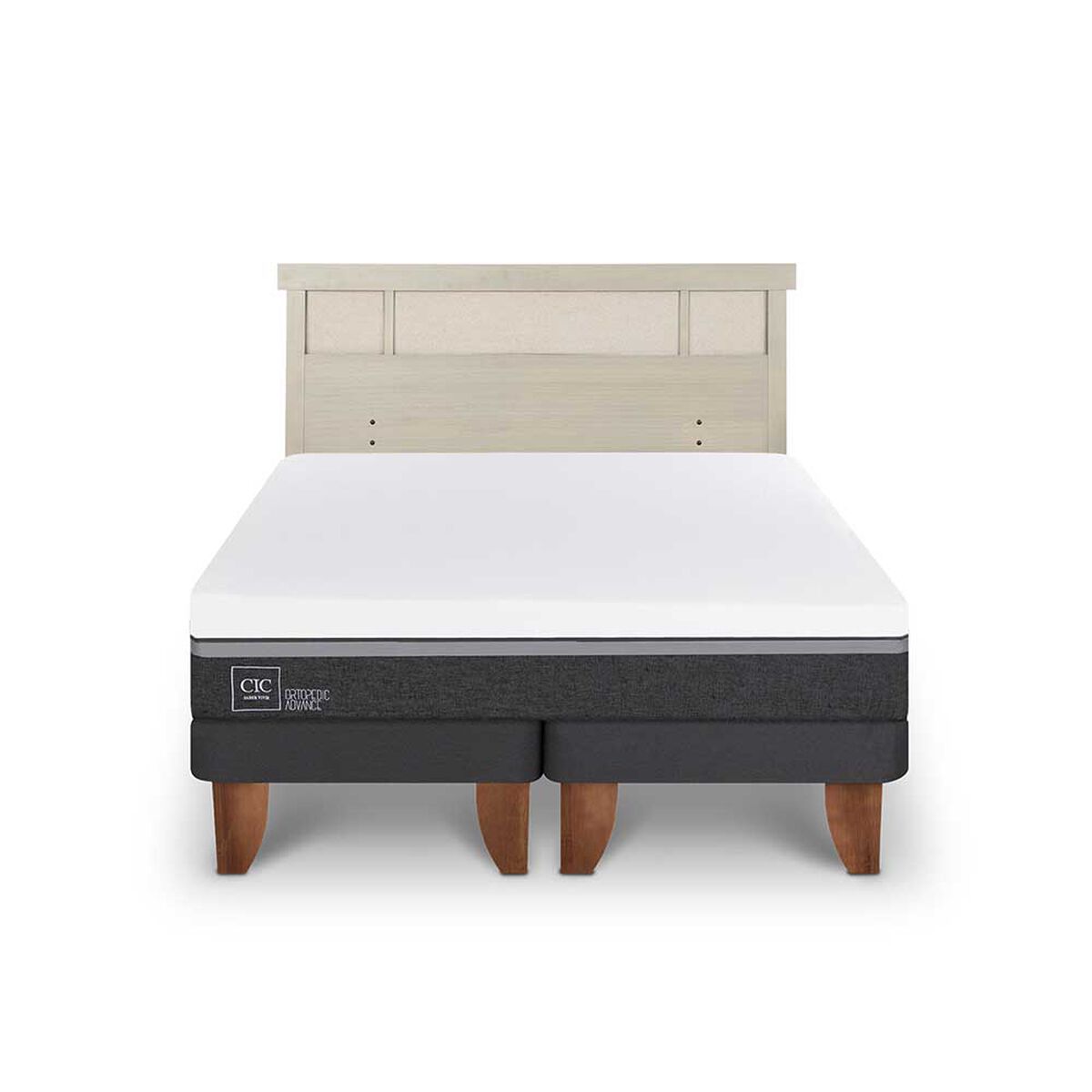 Cama Europea CIC Base Dividida King Ortopedic Advance + Respaldo Dublin Alpino