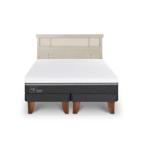 Cama Europea CIC Base Dividida King Ortopedic Advance + Respaldo Dublin Alpino