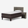 Cama Europea Rosen 1,5 Plazas Ergo T + Respaldo + Velador Tabor Grafito + Almohada Light Americana