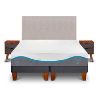 Cama Europea CIC Base Dividida King Alaska + Respaldo + 2 Veladores