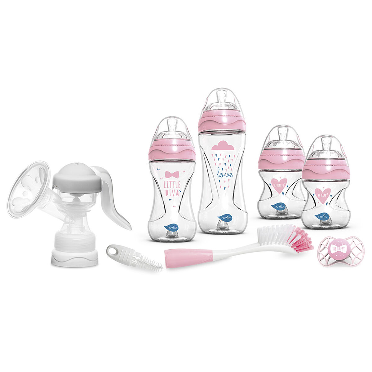 Set de Lactancia con Mamaderas Starter Rosado Nuvita
