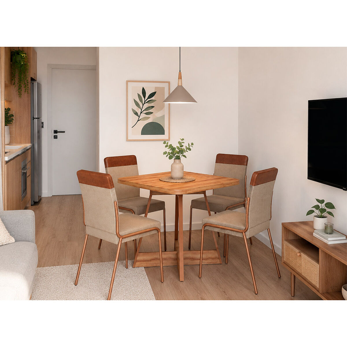Juego de Comedor Roca Rio 4 Sillas Canela