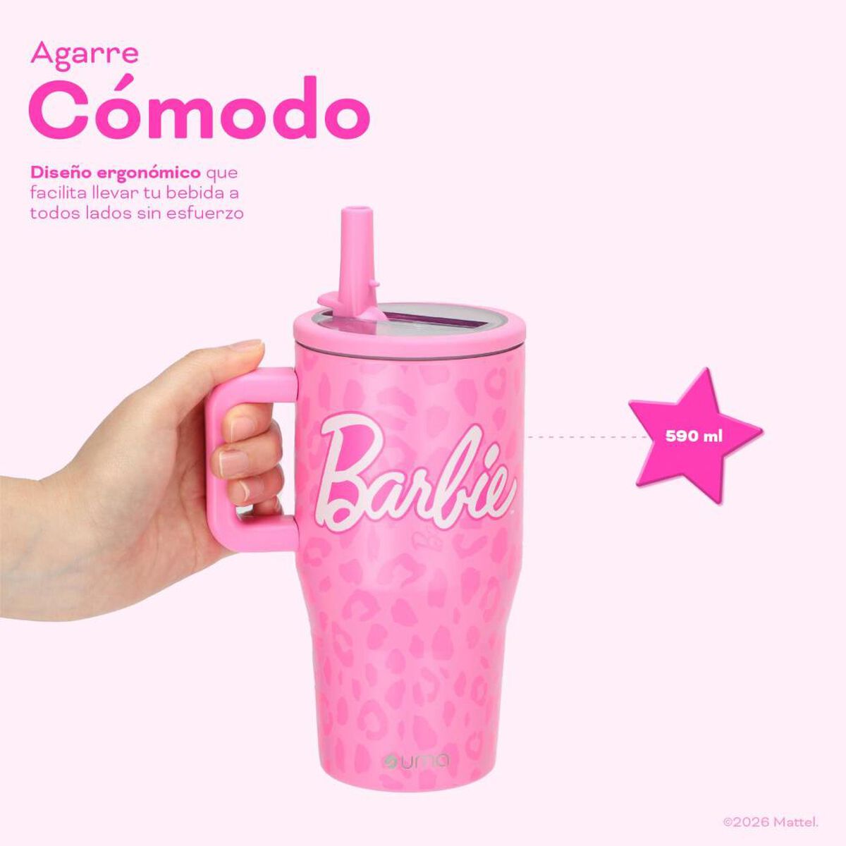Vaso T&eacute;rmico UMA Barbie Print 590ml Acero Inox Rosa