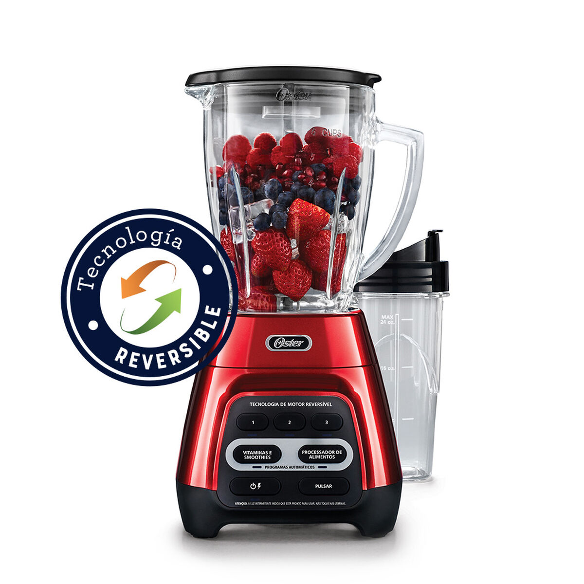 Licuadora + Vaso Blend N Go Oster BLSTPYG1210RBG 1,5 lt.