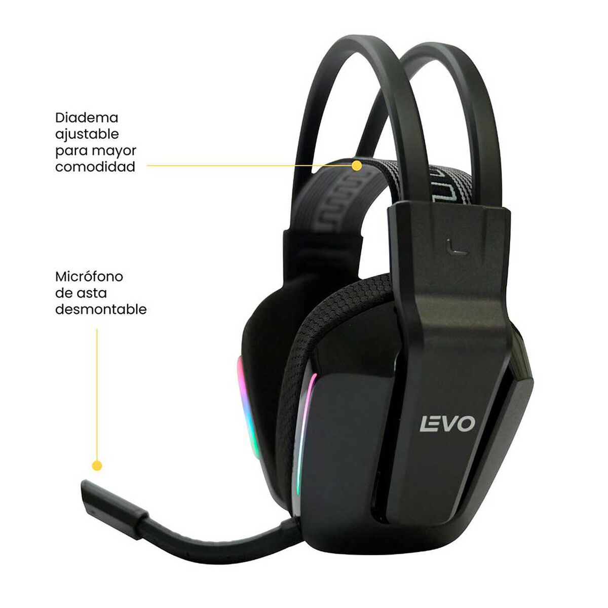 Audífono Gamer Inalámbrico Zenit Elite Bluetooth Rgb LEVO